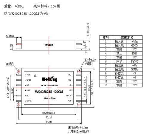 偉京電子WK4028 120G系列DC-DC電源模塊產品概述